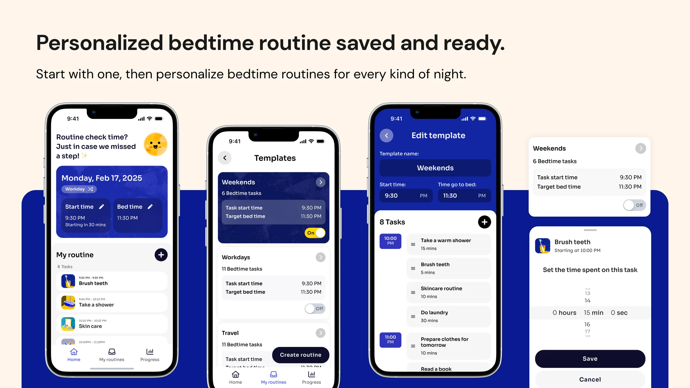 Moonu personalized bedtime routine templates